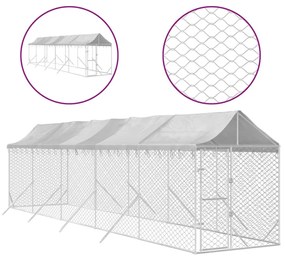 Κλουβί Σκύλου Εξ. Χώρου με Οροφή Ασημί 2x10x2,5 μ. Γαλβ. Ατσάλι - Ασήμι