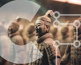 Intra Συλλεκτικό Ξύλινο Παζλ Plywood 4mm - Επίδειξη αγαλμάτων πολεμιστή από τερακότα Σε Ξύλινο Κουτί - Διαστάσεις Puzzle: 10x10 cm – 25 κομμάτια