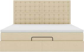 vidaXL Οθωμανικό κρεβάτι με στρώμα Cream 180x200cm ύφασμα