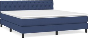 vidaXL Κρεβάτι Boxspring με Στρώμα Μπλε 160x200 εκ. Υφασμάτινο