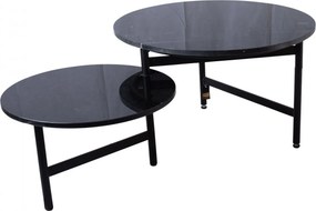 ΤΡΑΠΕΖΆΚΙΑ ΣΑΛΟΝΙΟΎ PTMD SIDETABLE WAZE MARBLETABLETOP BLACK 60 CM B-K