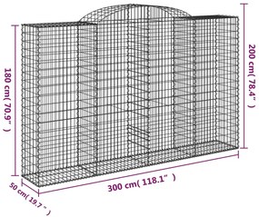 vidaXL Συρματοκιβώτια Τοξωτά 6 τεμ. 300x50x180/200 εκ. Γαλβαν. Ατσάλι