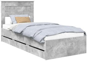 vidaXL Σκελετός Κρεβατιού Σκυρόδεμα Γκρι 75 x 190 cm Μηχανήματος Ξύλο