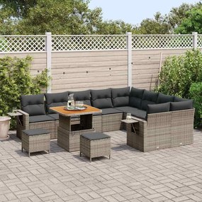 vidaXL Σετ Καναπέ Κήπου με μαξιλάρι 12 pcs Γκρι 80 x 80 x 71 cm