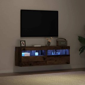 vidaXL Ντουλάπι Τηλεόρασης Τοίχου 2 pcs Παλαιό ξύλο Επεξεργασμένο Ξύλο