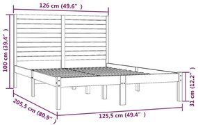 vidaXL Πλαίσιο Κρεβατιού Μαύρο 120 x 200 εκ. από Μασίφ Ξύλο