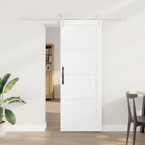 vidaXL Συρόμενη Πόρτα  με Σετ Εξαρτημάτων Λευκή 73.5x198.5 εκ. Solid Ξύλο Πεύκου