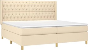 vidaXL Κρεβάτι Boxspring με Στρώμα Κρεμ 200x200 εκ. Υφασμάτινο