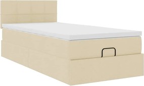 vidaXL Οθωμανικό κρεβάτι με στρώμα Cream 90x200cm ύφασμα