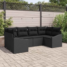 vidaXL Σετ Καναπέ Κήπου 6 pcs Μαύρο Πολυ ράταν