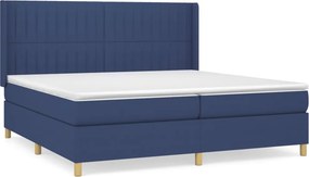vidaXL Κρεβάτι Boxspring με Στρώμα Μπλε 200x200 εκ. Υφασμάτινο