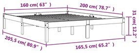 Σκελετός Κρεβ. Χωρίς Στρώμα Καφέ Κεριού 160x200 εκ Μασίφ Πεύκο - Καφέ