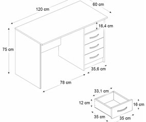 Γραφείο εργασίας Eldoris Megapap χρώμα καρυδί 120x60x75εκ.