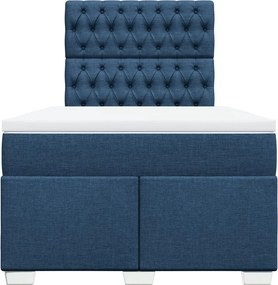 vidaXL Κρεβάτι Boxspring με Στρώμα Μπλε 120x200 εκ. Υφασμάτινο
