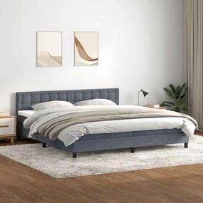 Box Spring Κρεβάτι με στρώμα Σκούρο γκρι 180x220 εκ. Βελούδινο - Γκρι