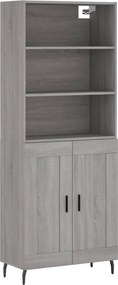 vidaXL Ντουλάπι Γκρι Sonoma 69,5 x 34 x 180 εκ. Επεξεργασμένο Ξύλο