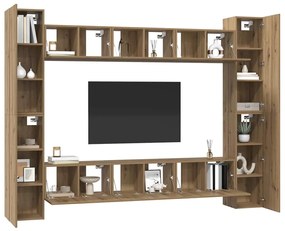 vidaXL Σετ επίπλου τηλεόρασης 10 pcs artisan δρυς 30.5 x 30 x 90 cm