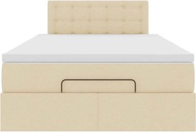 vidaXL Οθωμανικό κρεβάτι με στρώμα Cream 120x190 cm Ύφασμα