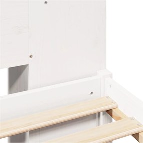 Κρεβάτι Βιβλιοθήκη Χωρίς Στρώμα 150x200 εκ Μασίφ Ξύλο Πεύκου - Λευκό