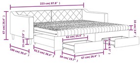 Καναπές Κρεβάτι Συρόμενος Μαύρος 90x200 εκ. Ύφασμα &amp; Συρτάρια - Μαύρο