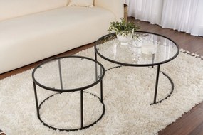Coffee Table Set Black-Transparent-80-60 Black