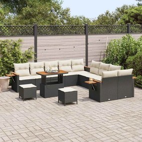 vidaXL Σετ Καναπέ Κήπου 13 pcs Μαύρο και κρεμ 90 x 55 x 71 cm