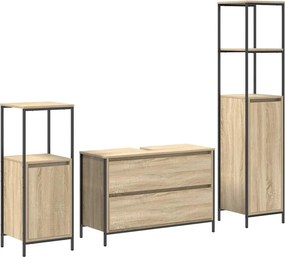 vidaXL Σετ Επίπλων Μπάνιου 3 pcs Δρύς Sonoma Επεξεργασμένο ξύλο