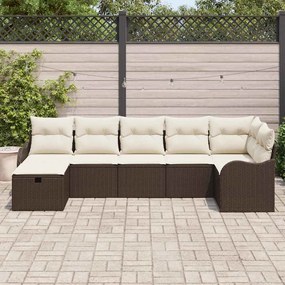 vidaXL Σετ Καναπέ Κήπου 7 pcs Καφέ και κρεμ 287.5 x 122.5 x 85 cm