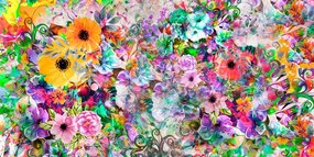 Εικόνα με έντονα χρώματα λουλουδιών