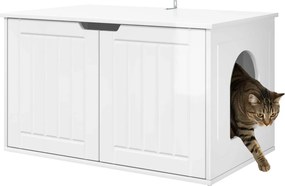 vidaXL Σπίτι Γάτας Λαμπερό Λευκό 85 x 55 x 50,5 εκ Επεξεργασμένο ξύλο