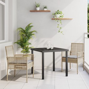 vidaXL Σετ Τραπεζαρίας Κήπου 3 Τεμαχίων με Μαξιλάρια Μπεζ Πολυ Ρατάν