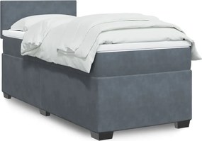 vidaXL Κρεβάτι Boxspring με Στρώμα Σκούρο Γκρι Single Βελούδινο