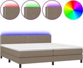 vidaXL Κρεβάτι Boxspring με Στρώμα &amp; LED Taupe 200x200 εκ. Υφασμάτινο