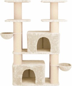vidaXL Δέντρο γάτας με στύλους ξύρας 2 τμχ. Κρεμ 147 cm