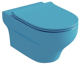 Λεκάνη κρεμαστή με κάλυμμα Urea Αntibacterial Slim Soft Close Olympia Clear Rimless Turquoise Matt 50124-50125