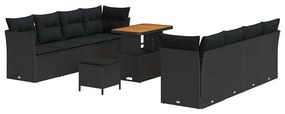vidaXL Σετ Καναπέ Κήπου 11 pcs Μαύρο συνθετικό ρατάν