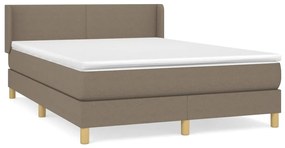 vidaXL Κρεβάτι Boxspring με Στρώμα Taupe 140x200 εκ. Υφασμάτινο