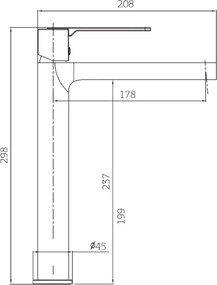Orabella Marea 10420 Gun Metal Light - Μπαταρία επιτραπέζιου νιπτήρα