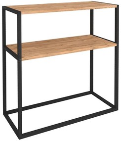 Κονσόλα Castel 0212574 90x33,5x90cm Black-Oak Μελαμίνη,Μέταλλο