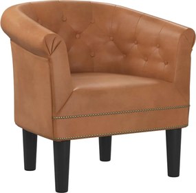 vidaXL Πολυθρόνα Μπάρελ Καφέ από Συνθετικό Δέρμα