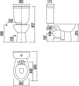 Creavit Athena - Λεκάνη με Καζανάκι και Μπιντέ - Κατωστόμια