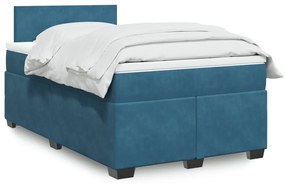 Κρεβάτι Boxspring με Στρώμα Μπλε 120x200 εκ. Βελούδινο