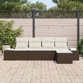 vidaXL Σετ Καναπέ Κήπου 5 pcs Καφέ, Κρέμα Πολυ rattan, βαμμένο ατσάλι