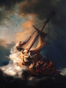 Εκτύπωση έργου τέχνης The Storm on the Sea of Galilee (Vintage Boat) - Rembrandt, (30 x 40 cm)