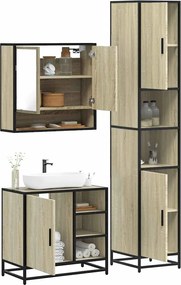 vidaXL Σετ Επίπλων Μπάνιου 3 Τεμαχίων Sonoma Δρυς Επεξεργασμένο Ξύλο