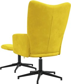 vidaXL Πολυθρόνα Relax Κίτρινη Μουσταρδί Βελούδινη με Σκαμπό