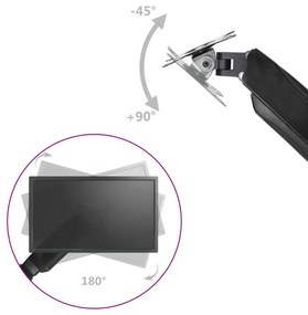 vidaXL Βάση Γραφείου Οθόνης/TV 13"-27" Διπλού Βραχίονα Πνευμ. Ελατήριο