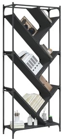 vidaXL Βιβλιοθήκη Μαύρη 79x30x180 εκ. Επεξεργασμένο Ξύλο & Μέταλλο