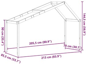 Οροφή Κρεβατιού Παιδική Λευκό 213x85,5x144,5 εκ. Ξύλο Πεύκου - Λευκό