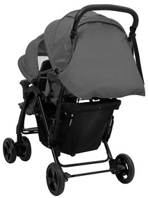 vidaXL Καρότσι Διδύμων Σκούρο Γκρι Ατσάλινο